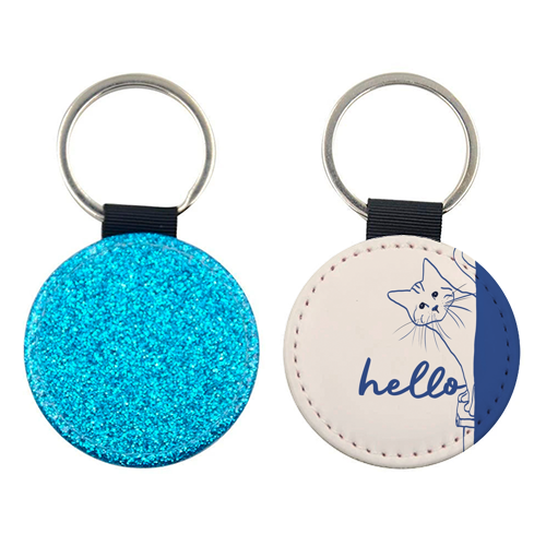 Hello cute cat print - keyring by Giddy Kipper