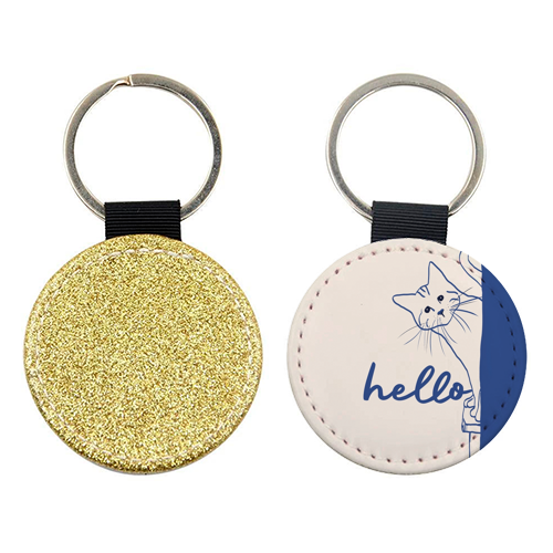 Hello cute cat print - keyring by Giddy Kipper