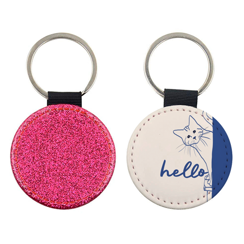 Hello cute cat print - keyring by Giddy Kipper
