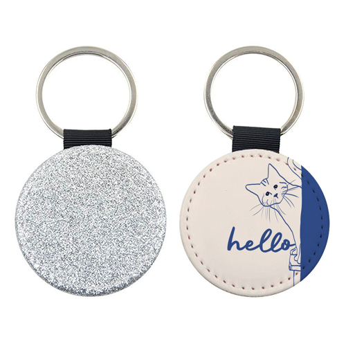 Hello cute cat print - keyring by Giddy Kipper