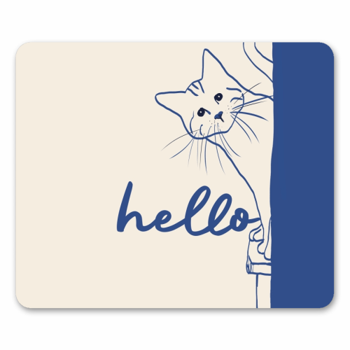 Hello cute cat print - mouse mat by Giddy Kipper