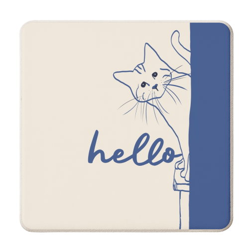 Hello cute cat print - personalised beer coaster by Giddy Kipper