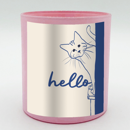 Hello cute cat print - scented candle by Giddy Kipper
