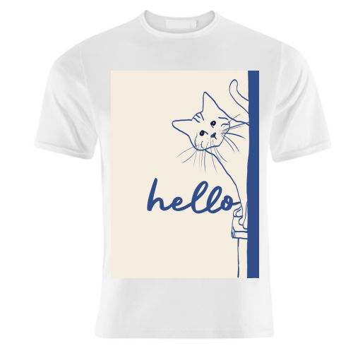 Hello cute cat print - unique t shirt by Giddy Kipper