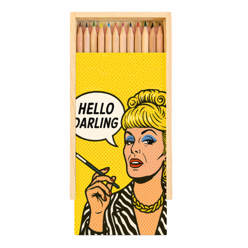 Hello Darling - Coloured Pencils with Box by Ms Doodle