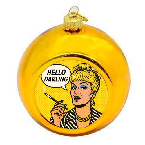 Hello Darling - colourful christmas bauble by Ms Doodle