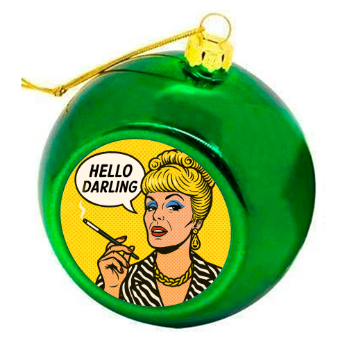 Hello Darling - colourful christmas bauble by Ms Doodle