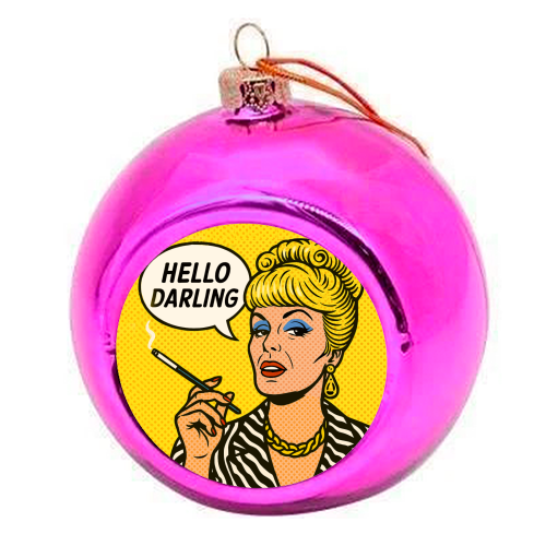 Hello Darling - colourful christmas bauble by Ms Doodle
