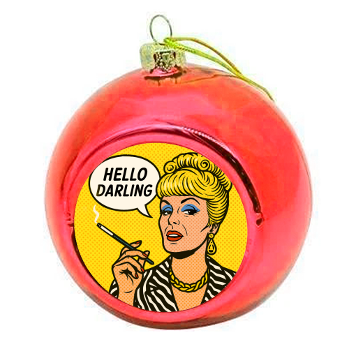 Hello Darling - colourful christmas bauble by Ms Doodle
