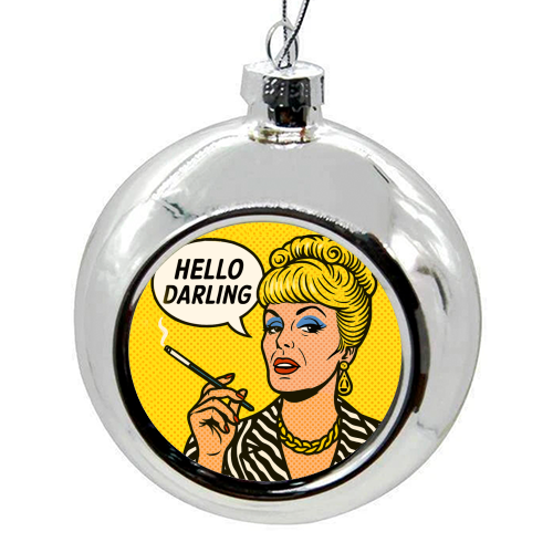 Hello Darling - colourful christmas bauble by Ms Doodle
