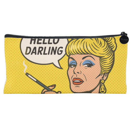 Hello Darling - flat pencil case by Ms Doodle