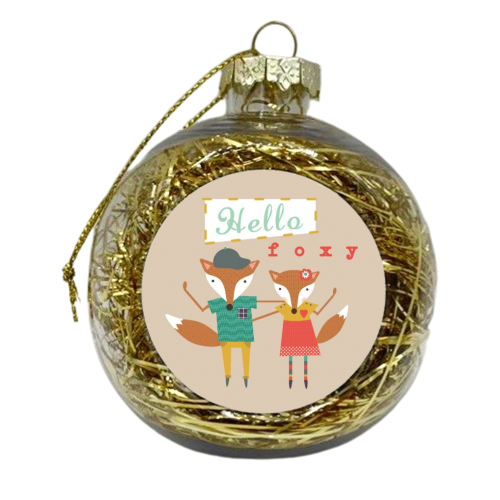 Hello foxy! - xmas bauble by Faye Gollaglee