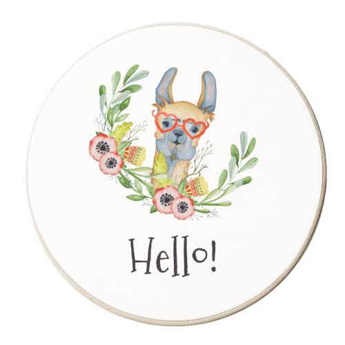 hello llama - personalised beer coaster by Anastasios Konstantinidis