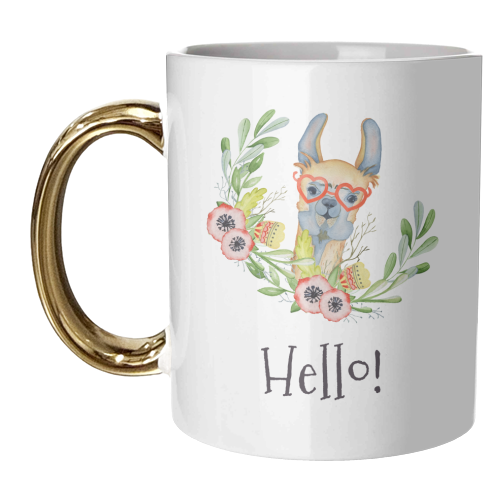 hello llama - unique mug by Anastasios Konstantinidis