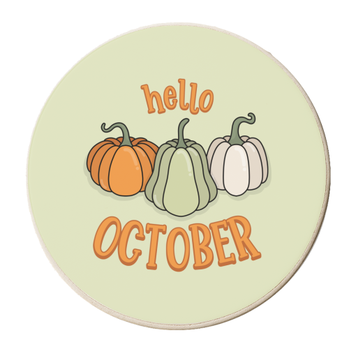 Hello October - Pumpkin Patch - personalised beer coaster by Amy Farmer