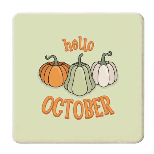 Hello October - Pumpkin Patch - personalised beer coaster by Amy Farmer