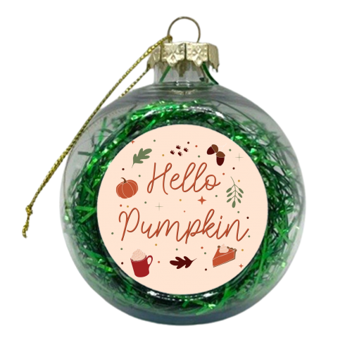 Hello pumpkin fall print - xmas bauble by The Girl Next Draw