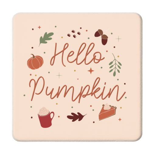 Hello pumpkin fall print - personalised beer coaster by The Girl Next Draw