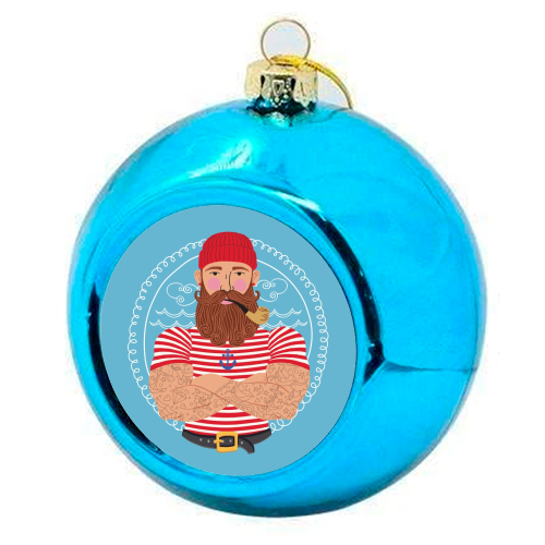 Hello Sailor Wellerman Sea Shanty - colourful christmas bauble by Claire Atwood