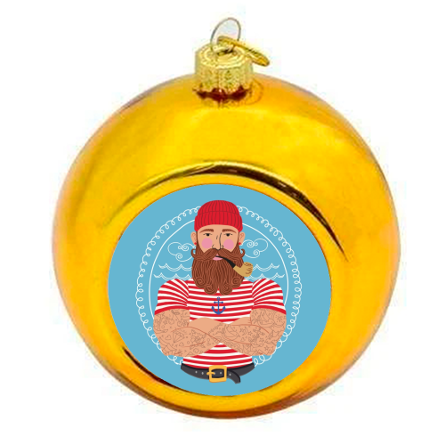 Hello Sailor Wellerman Sea Shanty - colourful christmas bauble by Claire Atwood
