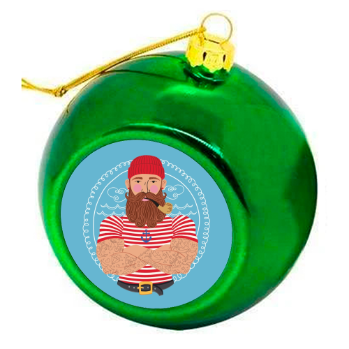 Hello Sailor Wellerman Sea Shanty - colourful christmas bauble by Claire Atwood