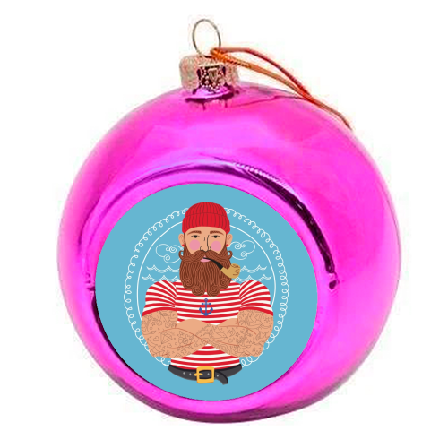 Hello Sailor Wellerman Sea Shanty - colourful christmas bauble by Claire Atwood