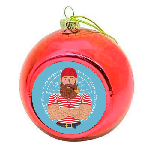 Hello Sailor Wellerman Sea Shanty - colourful christmas bauble by Claire Atwood