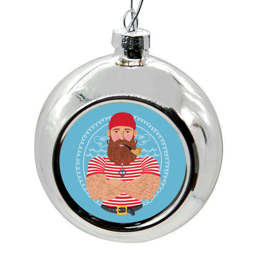 Hello Sailor Wellerman Sea Shanty - colourful christmas bauble by Claire Atwood