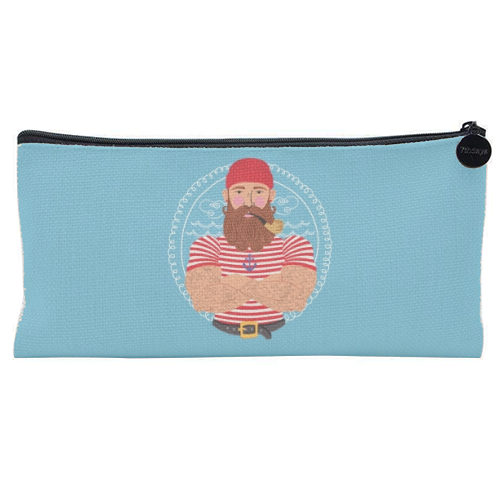 Hello Sailor Wellerman Sea Shanty - flat pencil case by Claire Atwood