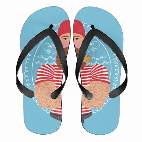 Hello Sailor Wellerman Sea Shanty - funny flip flops by Claire Atwood
