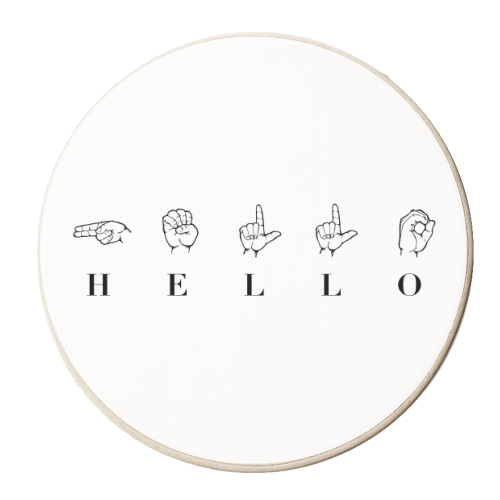 Hello Sign Language - personalised beer coaster by Toni Scott