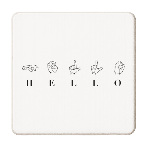 Hello Sign Language - personalised beer coaster by Toni Scott