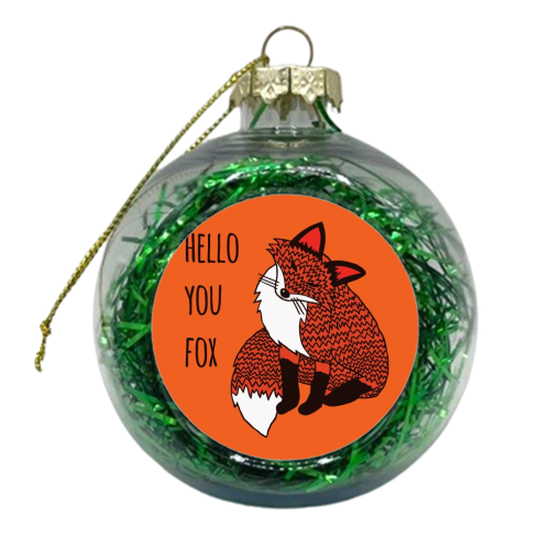 Hello You Fox - xmas bauble by Shaun Baker