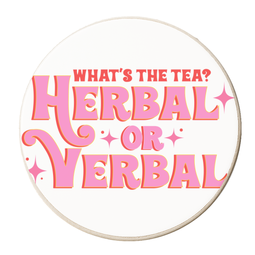 Herbal or Verbal? Spill The Tea - personalised beer coaster by Niomi Fogden