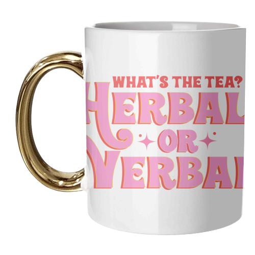 Herbal or Verbal? Spill The Tea - unique mug by Niomi Fogden