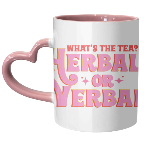 Herbal or Verbal? Spill The Tea - unique mug by Niomi Fogden