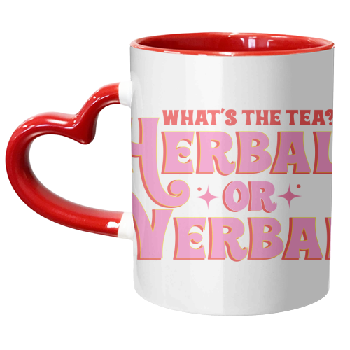 Herbal or Verbal? Spill The Tea - unique mug by Niomi Fogden