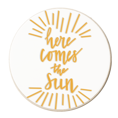 Here Comes the Sun - personalised beer coaster by Hollie Mills