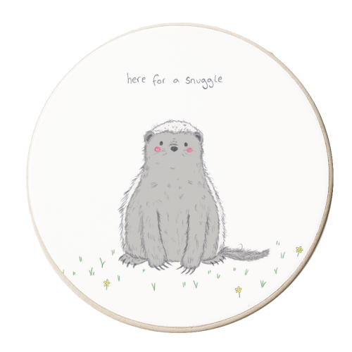 Here for a snuggle - personalised beer coaster by Ellie Bednall