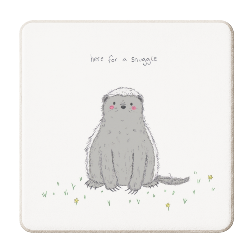 Here for a snuggle - personalised beer coaster by Ellie Bednall