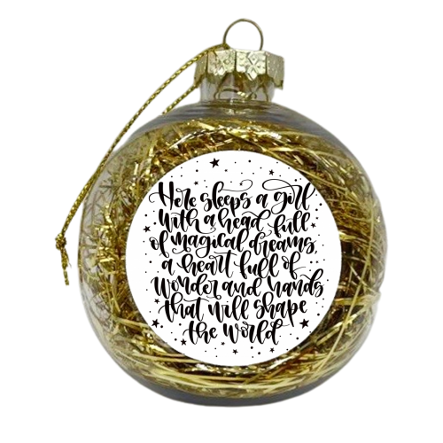 Here sleeps a girl - xmas bauble by Teeny Letters