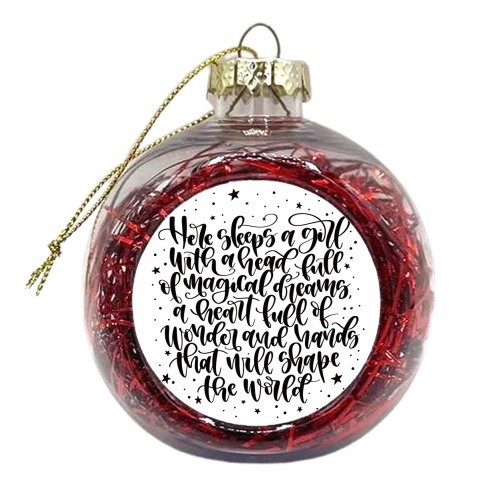 Here sleeps a girl - xmas bauble by Teeny Letters