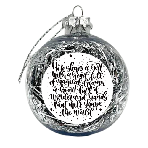 Here sleeps a girl - xmas bauble by Teeny Letters
