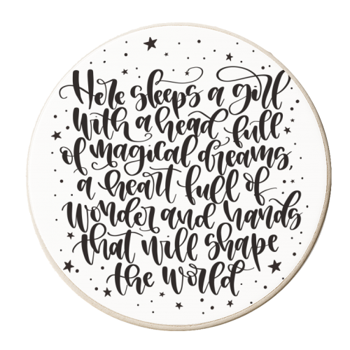 Here sleeps a girl - personalised beer coaster by Teeny Letters