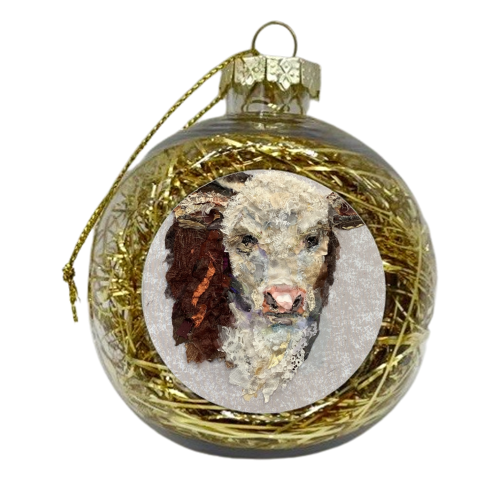 Hereford Calf - xmas bauble by Barbara Shaw