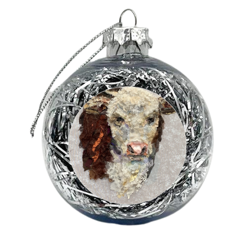 Hereford Calf - xmas bauble by Barbara Shaw