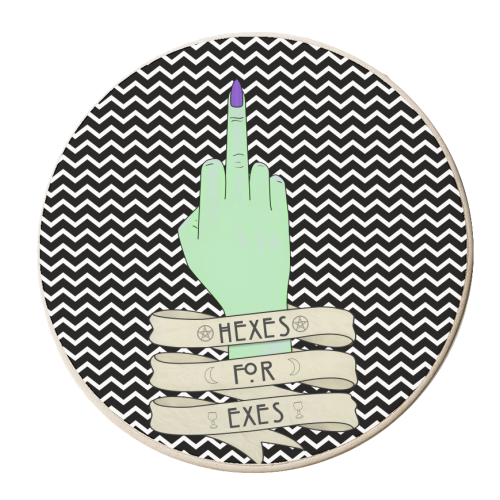 Hexes for Exes (S4N3B2) - personalised beer coaster by LozMac