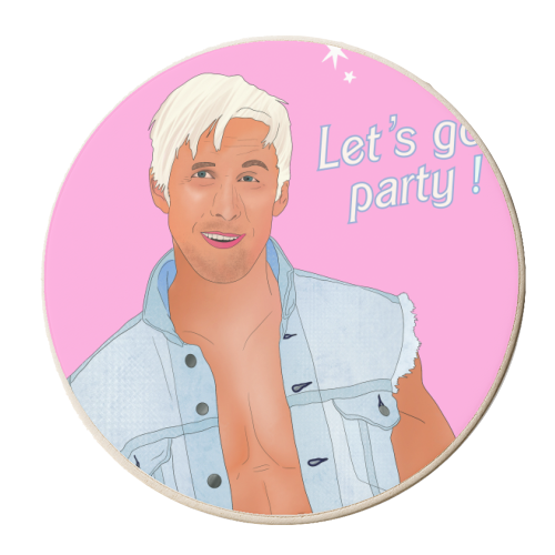 Hi Ken! Let's Go Party! - personalised beer coaster by Lisa Wardle