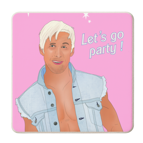 Hi Ken! Let's Go Party! - personalised beer coaster by Lisa Wardle