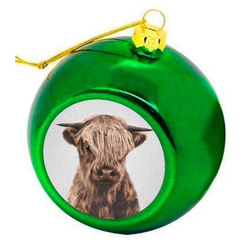 Highland Calf - Colorful - colourful christmas bauble by Gal Design